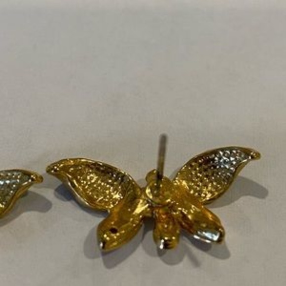 NWOT Onyx Gold Diamond butterfly Stud Earrings - Picture 9 of 9